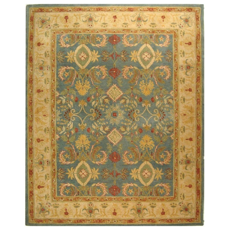 SAFAVIEH Anatolia Light Blue/Ivory 8 ft. x 10 ft. Floral Area Rug AN544D-8