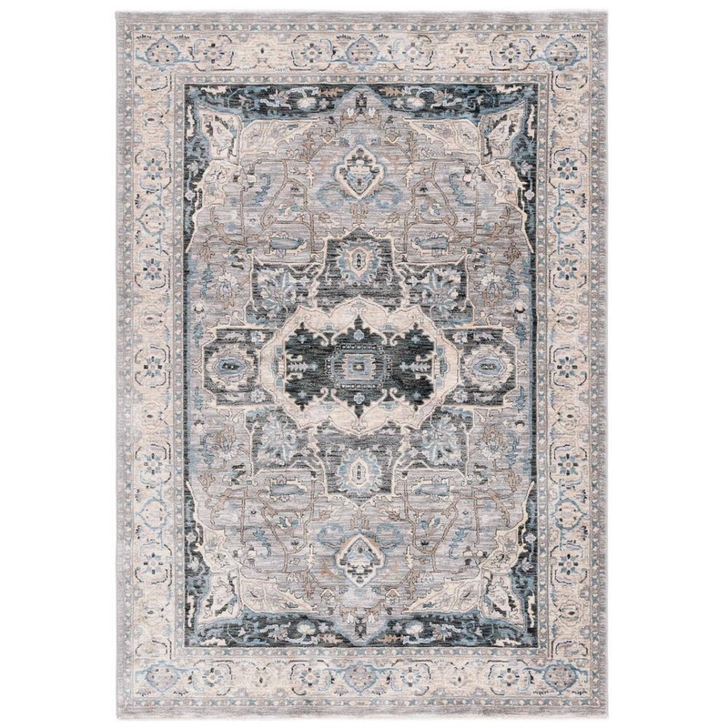 SAFAVIEH Artifact Gray/Ivory 5 ft. x 8 ft. Border Ornate Medallion Area Rug ATF556F-5