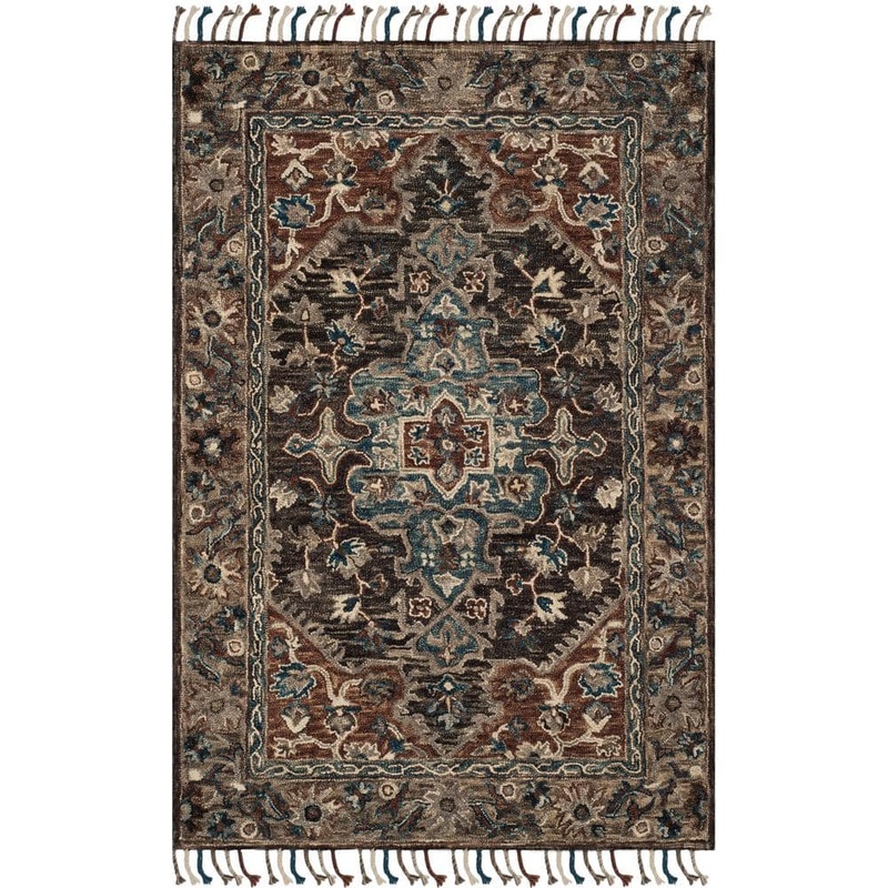 SAFAVIEH Aspen Charcoal/Light Brown 5 ft. x 8 ft. Border Area Rug APN112A-5