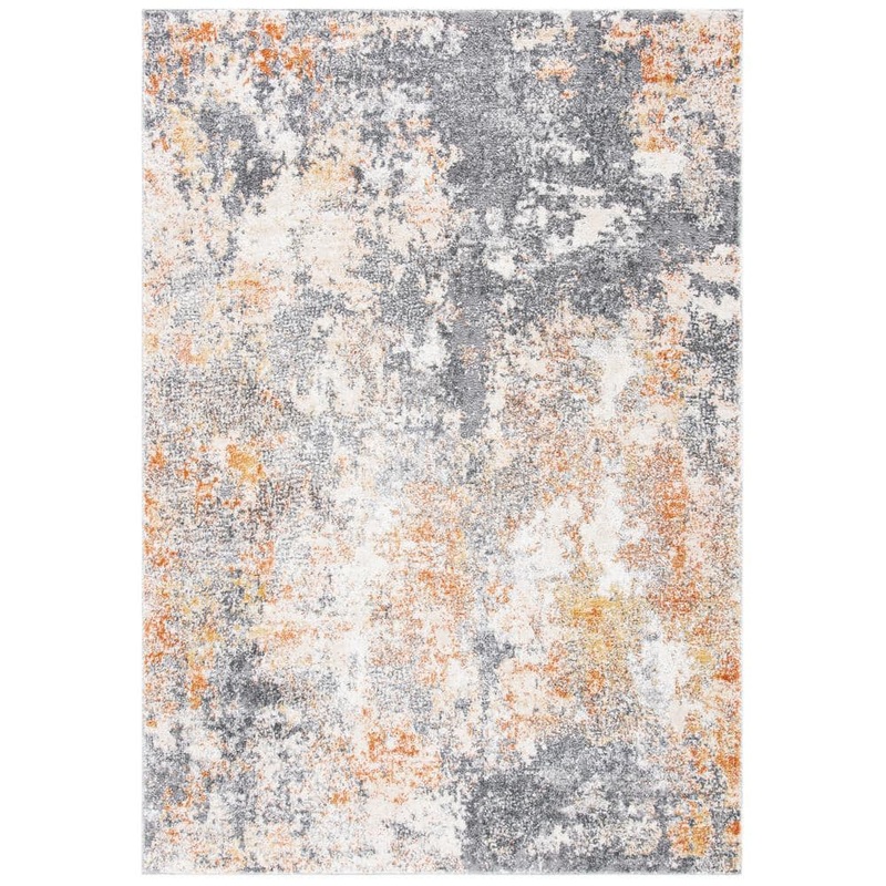 SAFAVIEH Aston Gray/Gold Doormat 3 ft. x 5 ft. Distressed Geometric Area Rug ASN710G-3