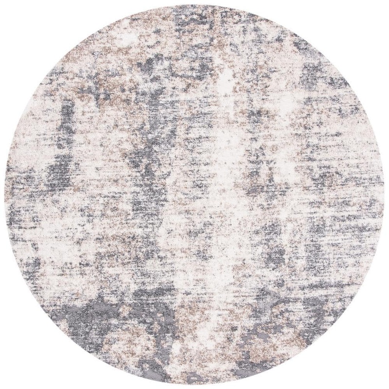SAFAVIEH Aston Ivory/Gray 7 ft. x 7 ft. Geometric Abstract Round Area Rug ASN713A-7R