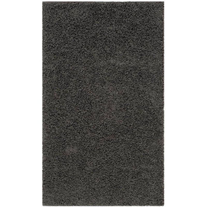 SAFAVIEH Athens Shag Dark Gray Doormat 3 ft. x 5 ft. Solid Area Rug SGA119C-3