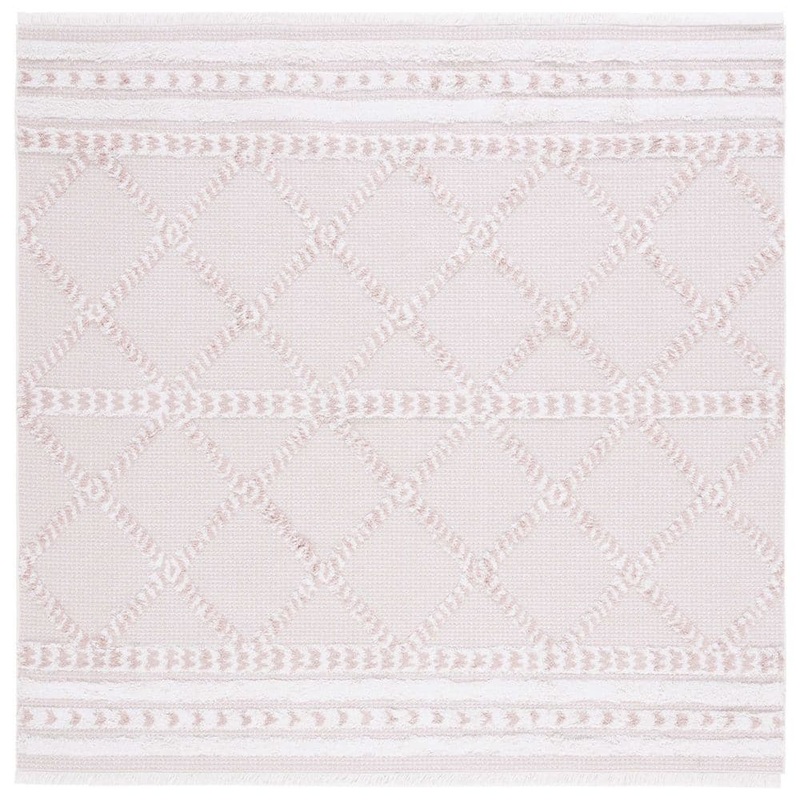 SAFAVIEH Augustine Pink/Ivory 4 ft. x 4 ft. Braided Diamonds Square Area Rug AGT714U-4SQ