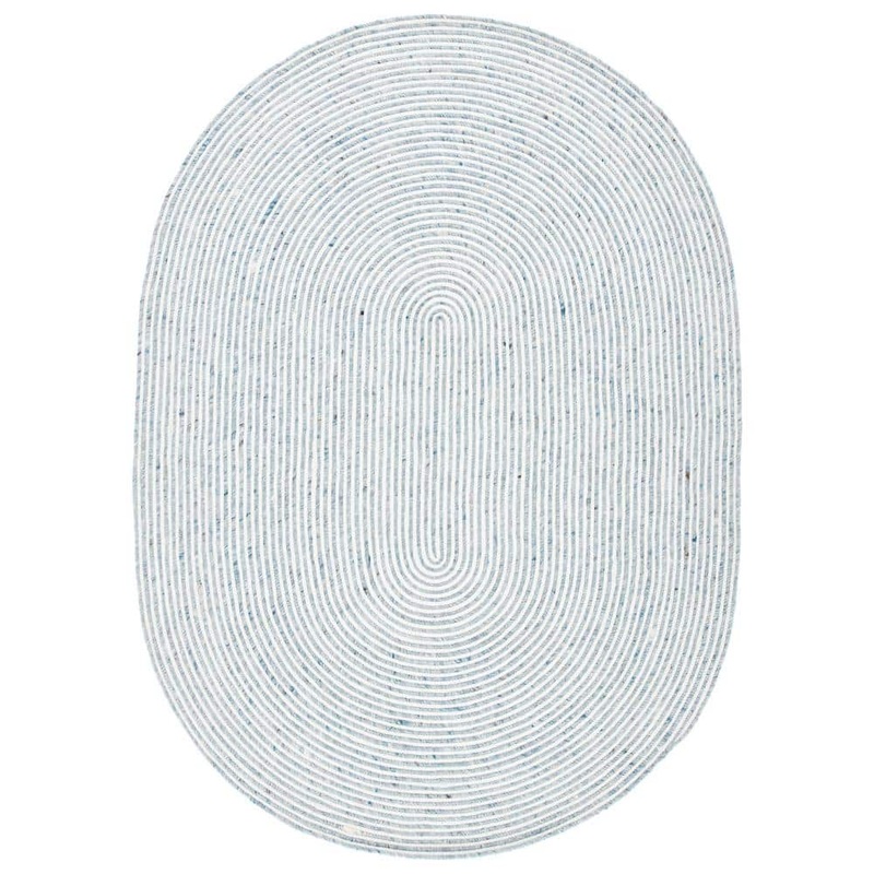SAFAVIEH Braided Gray Ivory 6 ft. x 9 ft. Abstract Striped Oval Area Rug BRD905F-6OV