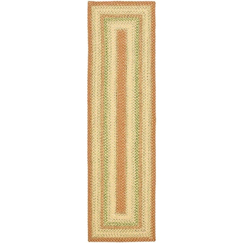 SAFAVIEH Braided Rust/Multi 2 ft. x 10 ft. Border Runner Rug BRD303A-210