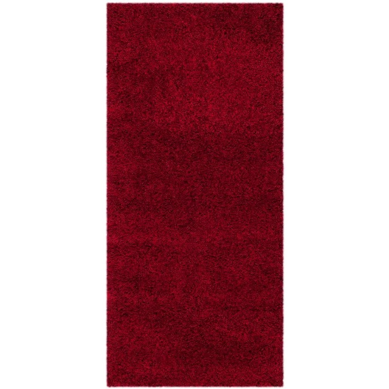 SAFAVIEH California Shag Red 2 ft. x 5 ft. Solid Runner Rug SG151-4040-25
