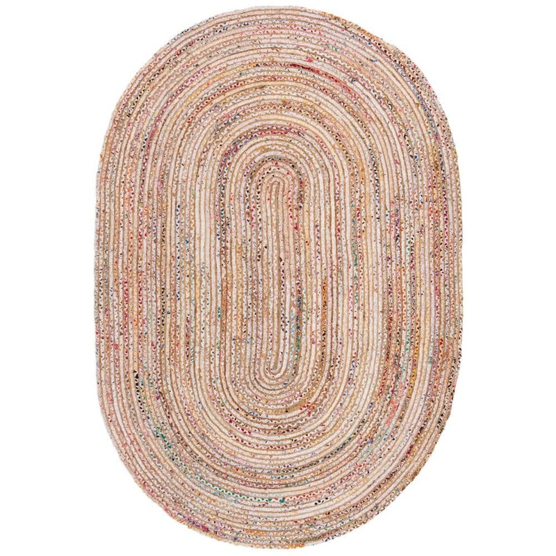 SAFAVIEH Cape Cod Beige/Multi 6 ft. x 9 ft. Oval Area Rug CAP202B-6OV