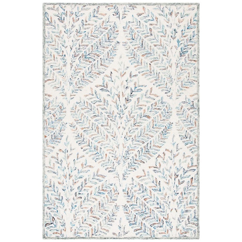 SAFAVIEH Capri Ivory/Blue 6 ft. x 9 ft. Geometric Leaf Area Rug CPR208A-6