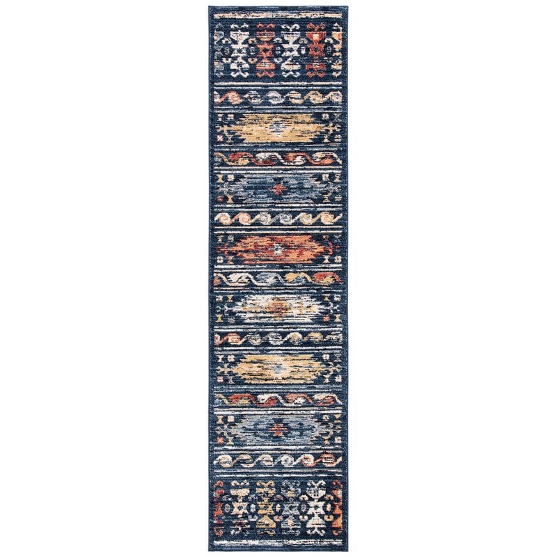 SAFAVIEH Charleston Navy/Ivory 2 ft. x 8 ft. Geometric Runner Rug CHL421N-28