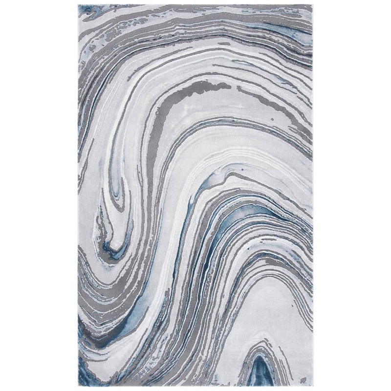 SAFAVIEH Craft Gray/Blue 7 ft. x 9 ft. Marbled Abstract Area Rug CFT845M-6
