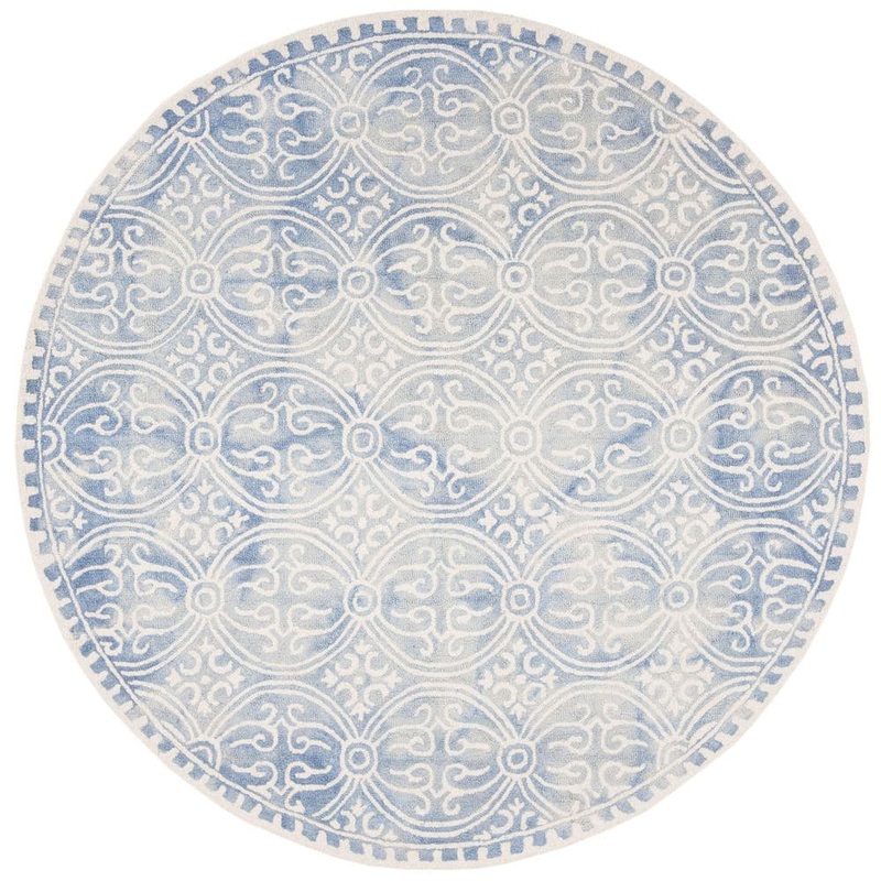 SAFAVIEH Dip Dye Blue/Ivory 7 ft. x 7 ft. Vintage Floral Round Area Rug DDY211M-7R