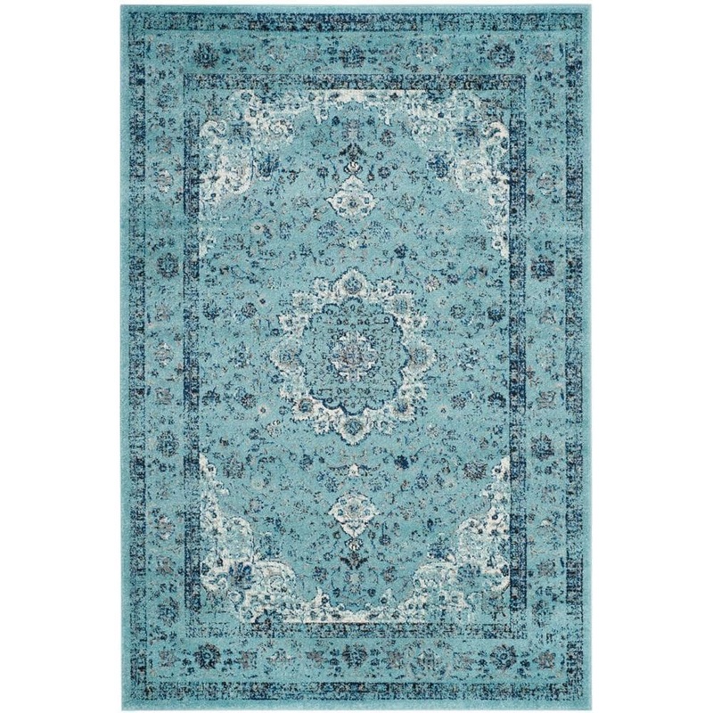 SAFAVIEH Evoke 7 ft. x 9 ft. Light Blue Border Area Rug EVK220E-6