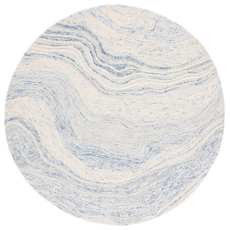 SAFAVIEH Fifth Avenue Blue/Ivory 6 ft. x 6 ft. Gradient Abstract Round Area Rug FTV121M-6R
