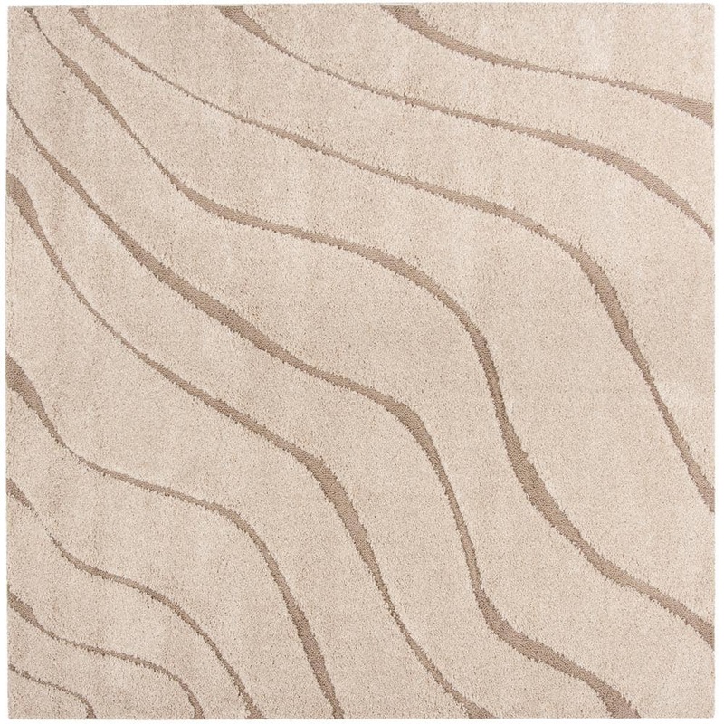 SAFAVIEH Florida Shag Cream/Beige 7 ft. x 7 ft. Square Solid Area Rug SG472-1113-7SQ