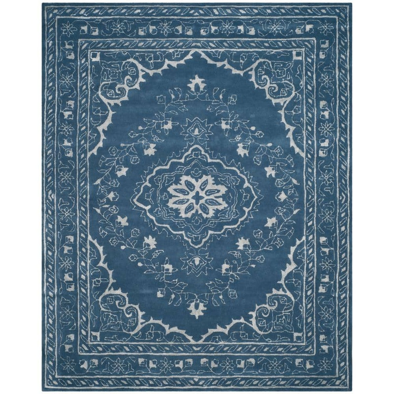 SAFAVIEH Glamour Blue 8 ft. x 10 ft. Border Area Rug GLM533B-8
