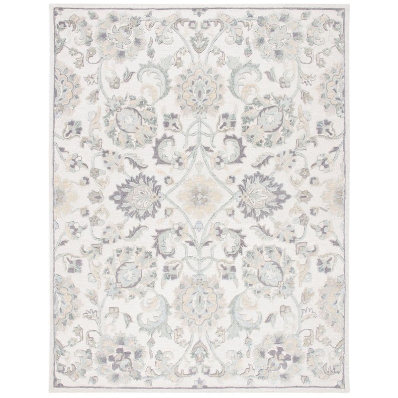 SAFAVIEH Glamour Ivory/Gray 8 ft. x 10 ft. Border Floral Area Rug GLM624A-8