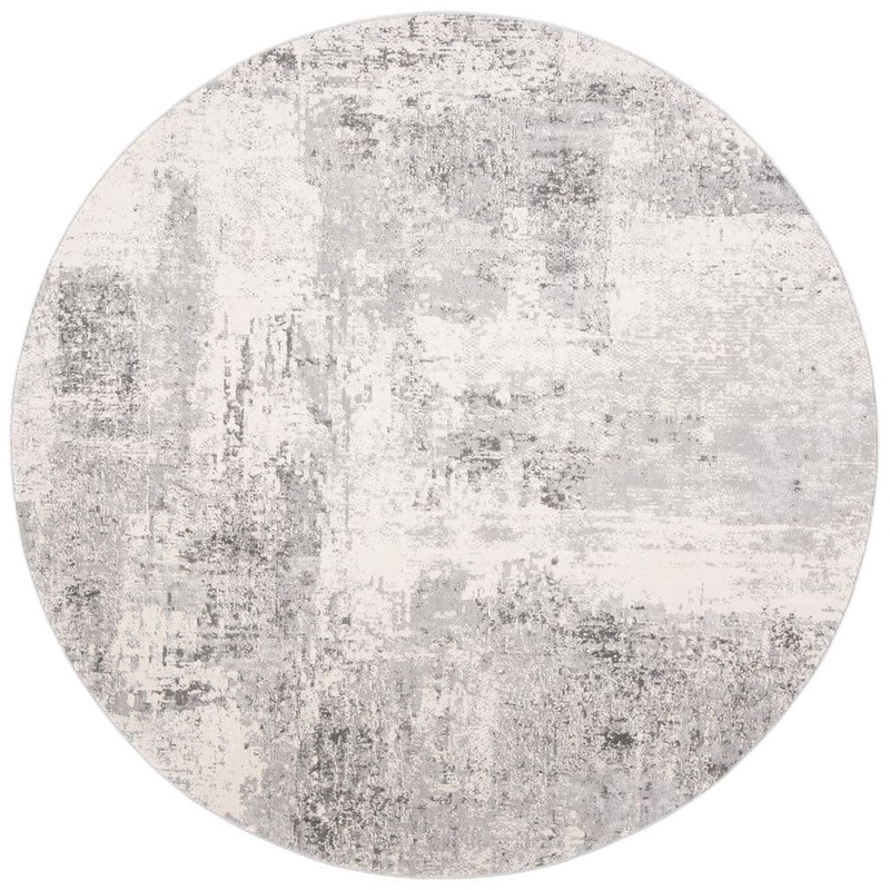 SAFAVIEH Invista Grey/Ivory 7 ft. x 7 ft. Geometric Abstract Round Area Rug INV454G-7R
