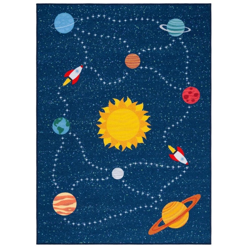 SAFAVIEH Kids Playhouse Navy/Gold 5 ft. x 8 ft. Machine Washable Novelty Area Rug KPH253N-5