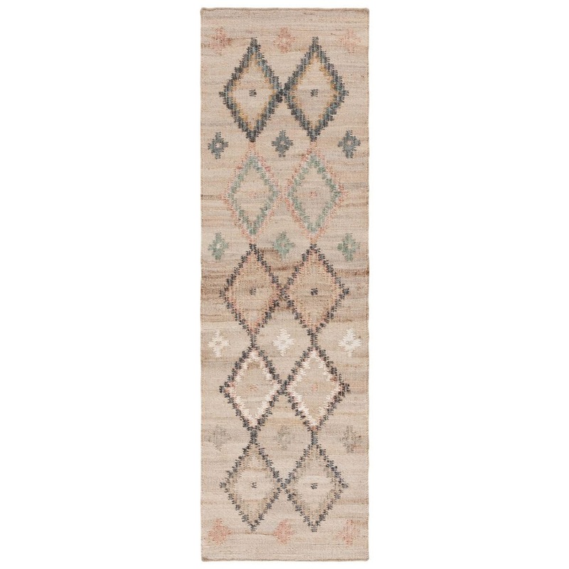 SAFAVIEH Kilim Natural/Blue 2 ft. x 13 ft. Geometric Runner Rug KLM753A-213