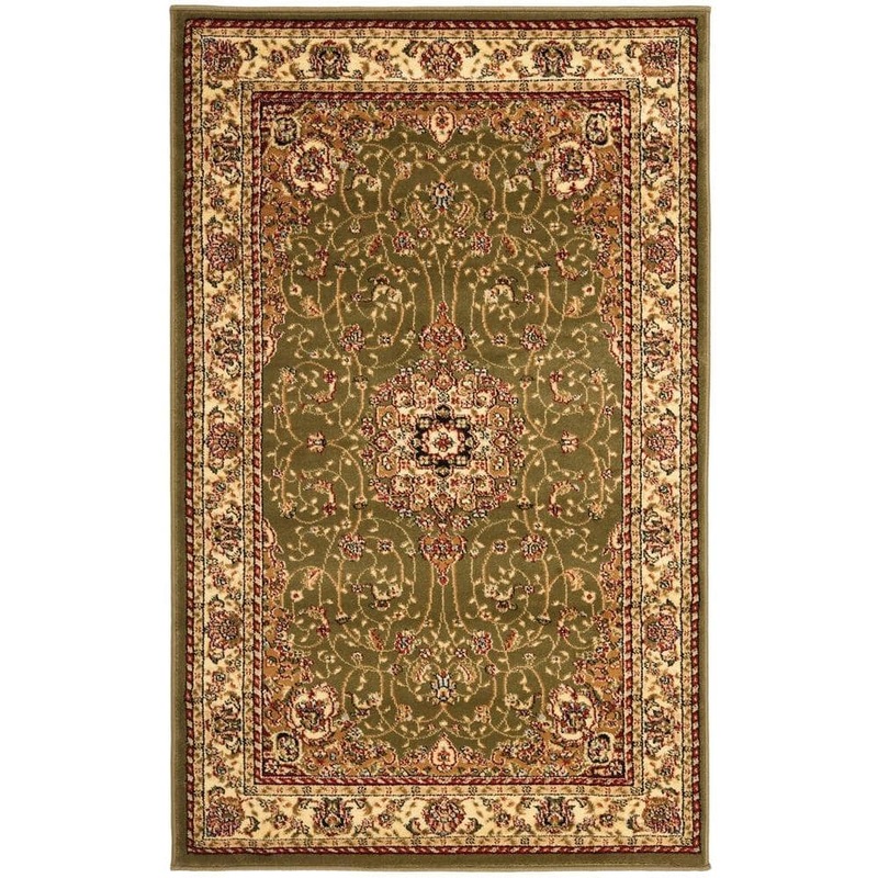 SAFAVIEH Lyndhurst Sage/Ivory Doormat 3 ft. x 5 ft. Floral Border Antique Area Rug LNH329B-3