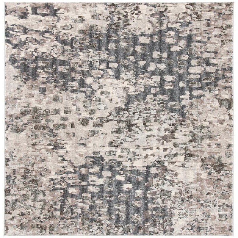 SAFAVIEH Madison Gray/Beige 5 ft. x 5 ft. Geometric Abstract Square Area Rug MAD425G-5SQ