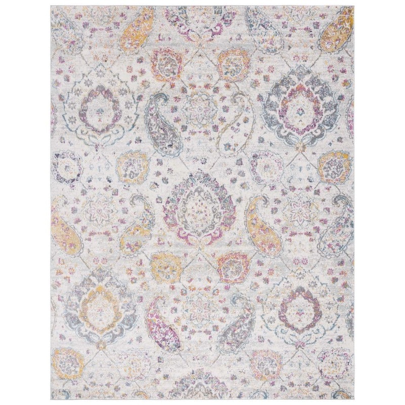 SAFAVIEH Madison Grey/Gold 10 ft. x 14 ft. Medallion Floral Area Rug MAD600F-10