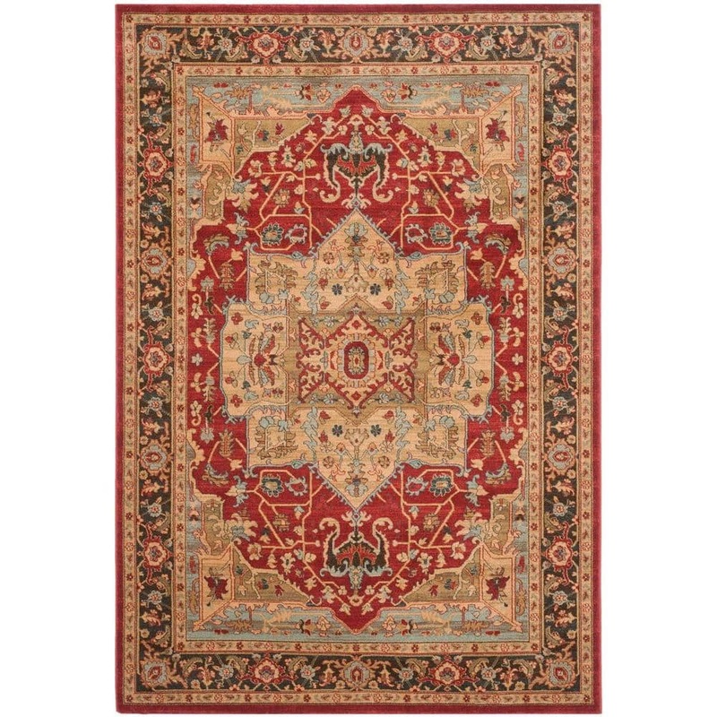 SAFAVIEH Mahal Natural/Navy 7 ft. x 9 ft. Border Area Rug MAH625B-6