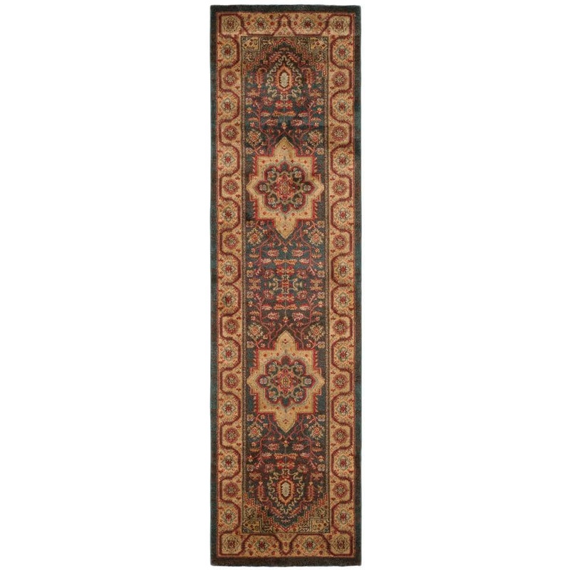 SAFAVIEH Mahal Navy/Natural 2 ft. x 6 ft. Medallion Border Runner Rug MAH656E-26
