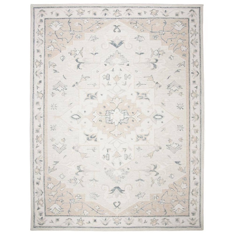 SAFAVIEH Micro-Loop Beige/Ivory 8 ft. x 10 ft. Border Area Rug MLP505B-8