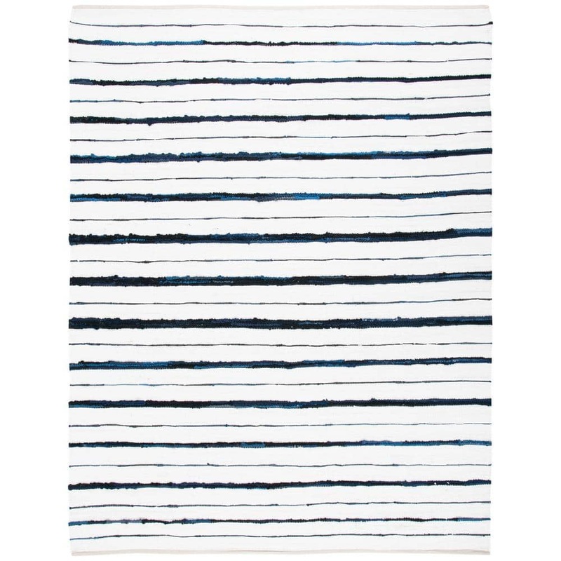 SAFAVIEH Montauk Navy/Ivory 8 ft. x 10 ft. Striped Border Area Rug MTK623N-8