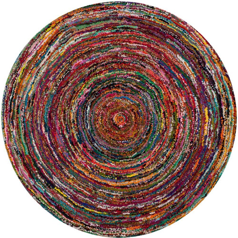 SAFAVIEH Nantucket Multi 8 ft. x 8 ft. Round Geometric Area Rug NAN315A-8R