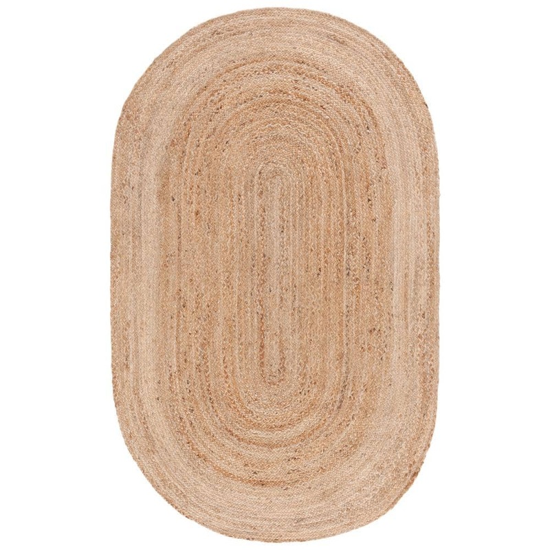 SAFAVIEH Natural Fiber Beige Doormat 3 ft. x 5 ft. Woven Ascending Oval Area Rug NF801N-3OV