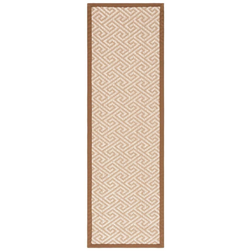 SAFAVIEH Natural Fiber Beige/Ivory 3 ft. x 8 ft. Border Meander Runner Rug NF462A-28