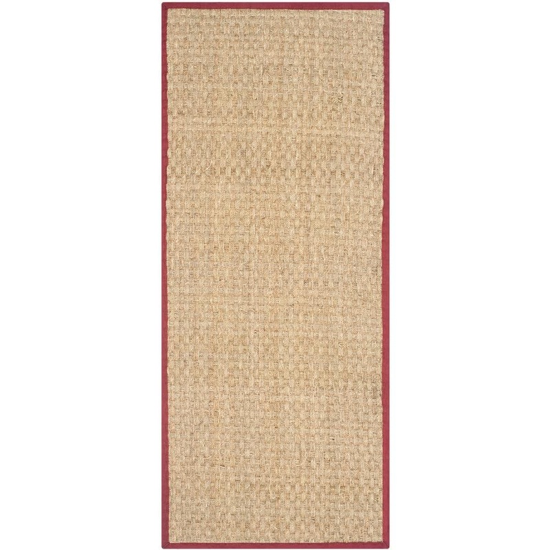 SAFAVIEH Natural Fiber Beige/Red 3 ft. x 6 ft. Border Runner Rug NF114D-26