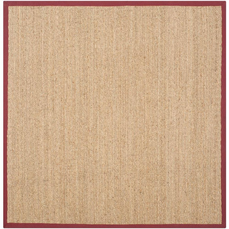 SAFAVIEH Natural Fiber Beige/Red 6 ft. x 6 ft. Square Border Area Rug NF115D-6SQ
