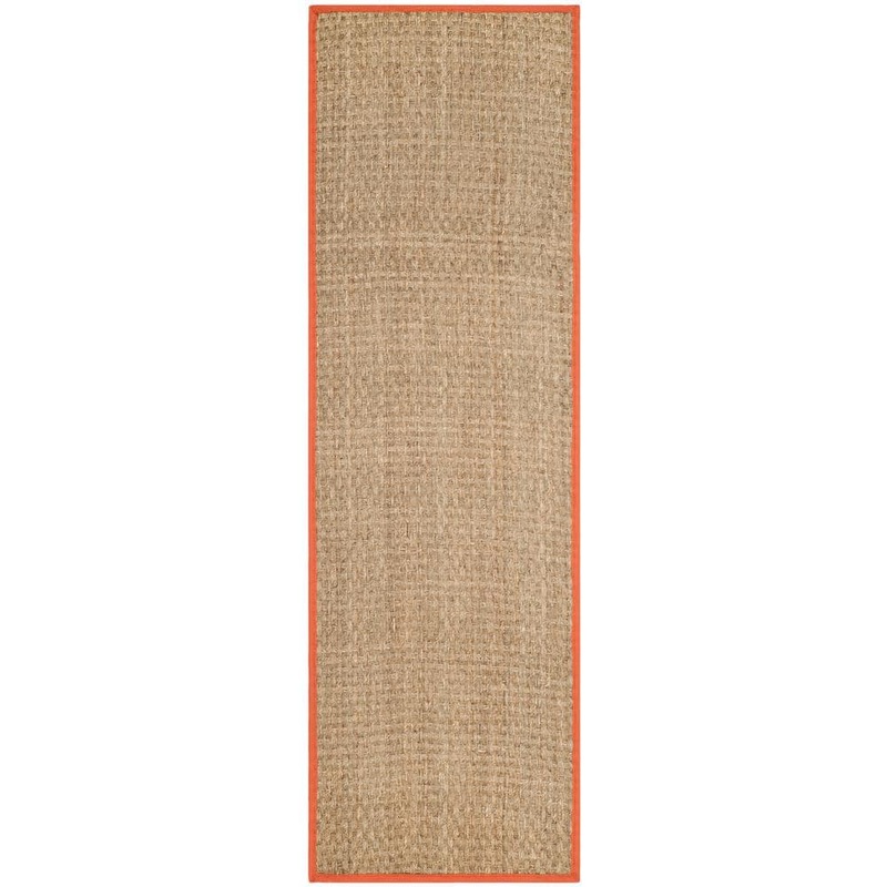 SAFAVIEH Natural Fiber Beige/Rust 3 ft. x 6 ft. Border Woven Runner Rug NF114Y-26