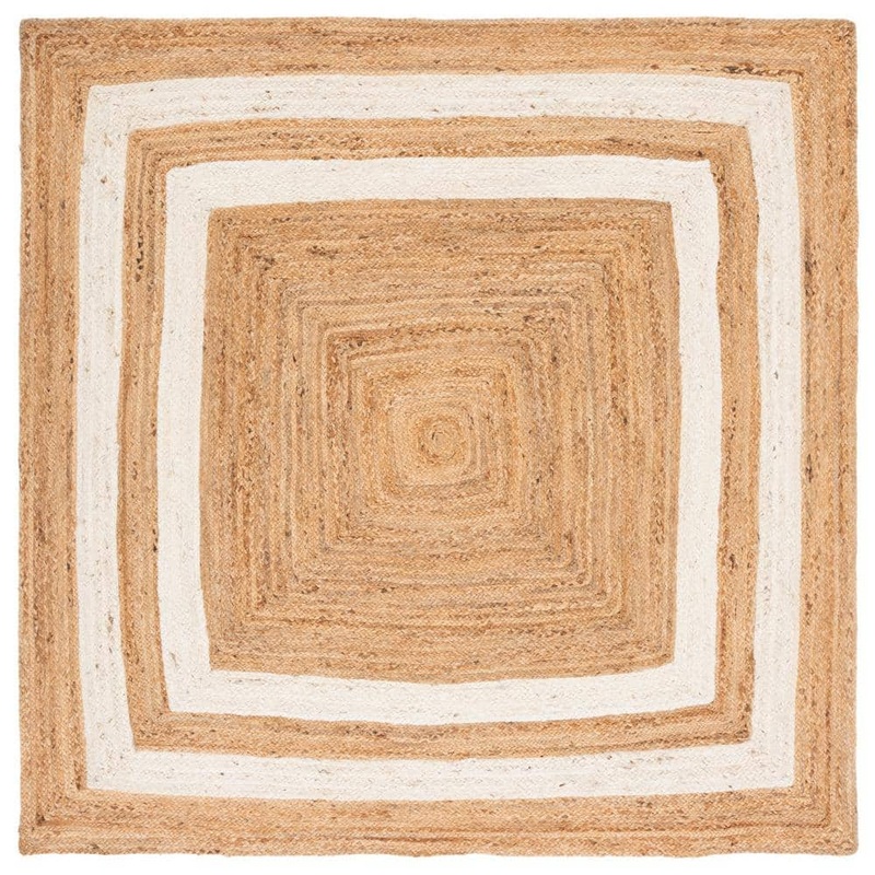 SAFAVIEH Natural Fiber Ivory/Beige 6 ft. x 6 ft. Ascending Woven Square Area Rug NFB851A-6SQ