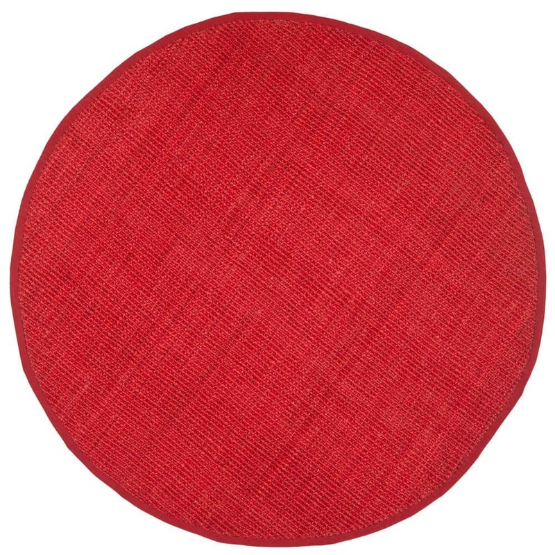 SAFAVIEH Natural Fiber Red 7 ft. x 7 ft. Round Solid Area Rug NF730D-7R
