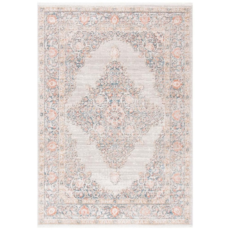 SAFAVIEH Shivan Gray/Rose 8 ft. x 10 ft. Border Area Rug SHV726F-8