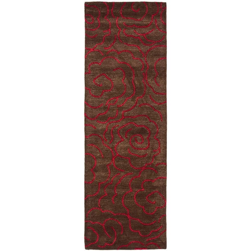 SAFAVIEH Soho Chocolate/Red 3 ft. x 8 ft. Floral Runner Rug SOH812D-28