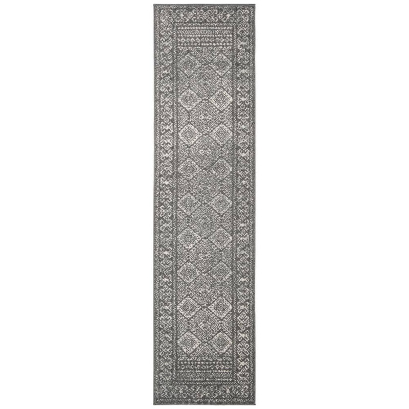 SAFAVIEH Tulum Dark Gray/Ivory 2 ft. x 7 ft. Border Runner Rug TUL264F-27