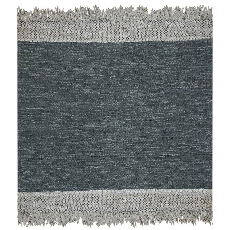 SAFAVIEH Vintage Leather Light Gray/Dark Gray 6 ft. x 6 ft. Square Solid Area Rug VTL310A-6SQ