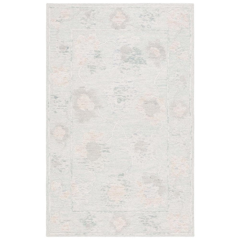 SAFAVIEH Abstract Beige/Gray 3 ft. x 5 ft. Border Distressed Floral Area Rug ABT277B-3