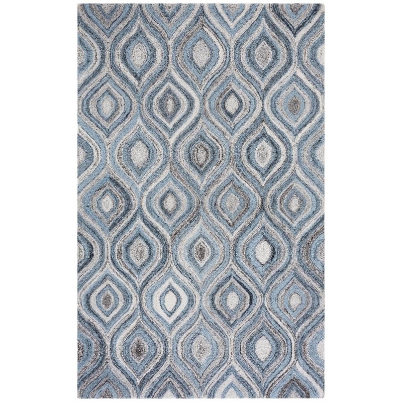 SAFAVIEH Abstract Gray/Blue 4 ft. x 6 ft. Concentric Trellis Area Rug ABT606F-4
