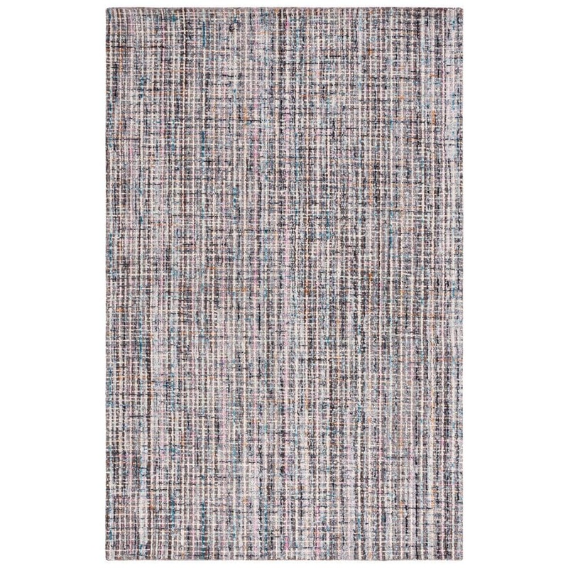 SAFAVIEH Abstract Gray/Brown 4 ft. x 6 ft. Modern Plaid Area Rug ABT489F-4