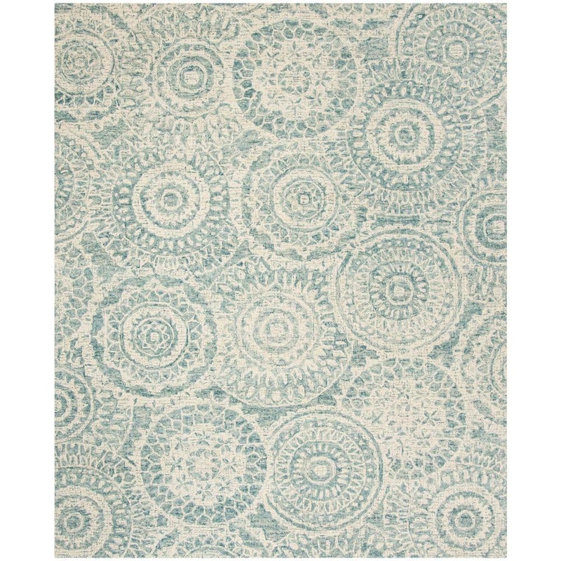 SAFAVIEH Abstract Ivory/Blue 10 ft. x 14 ft. Geometric Medallion Area Rug ABT205A-10