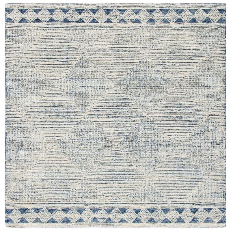 SAFAVIEH Abstract Ivory/Navy 8 ft. x 8 ft. Geometric Striped Square Area Rug ABT349N-8SQ