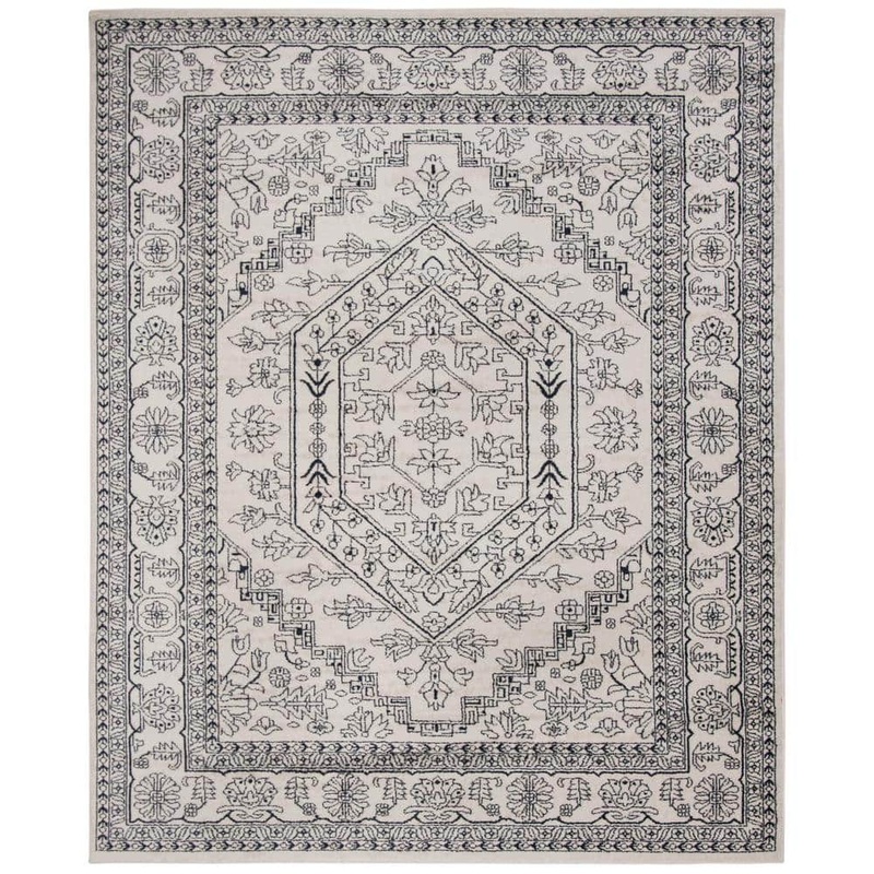 SAFAVIEH Adirondack Ivory/Navy 10 ft. x 14 ft. Border Medallion Area Rug ADR108R-10