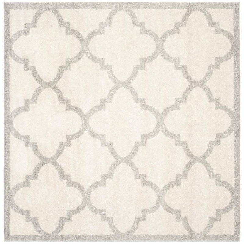 SAFAVIEH Amherst Beige/Light Gray 9 ft. x 9 ft. Square Trellis Border Area Rug AMT423E-9SQ