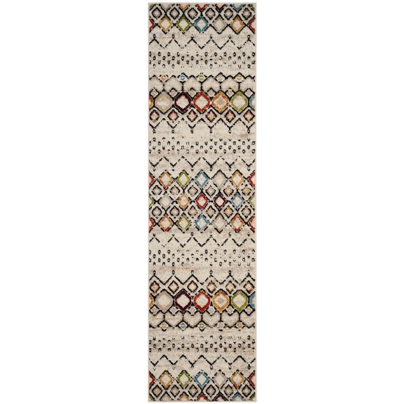 SAFAVIEH Amsterdam Ivory/Multi 2 ft. x 14 ft. Geometric Runner Rug AMS108K-214